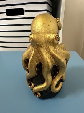 Black Decorative Figurine Base with Gold Accent